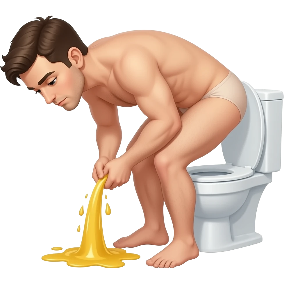 Dick pics nude men waist peeing fully nude yellow pee into tolet emoji