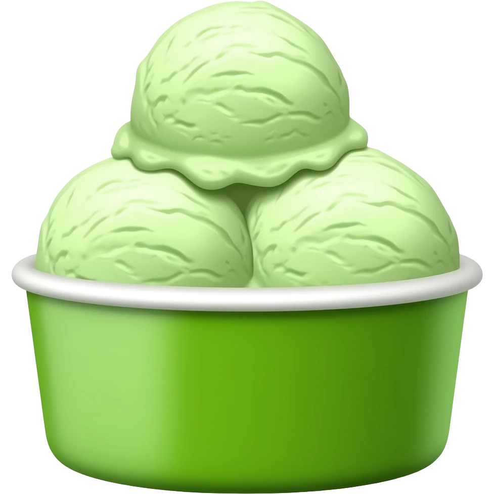 realistic sage light green 3 balls of ice cream in a green cup emoji