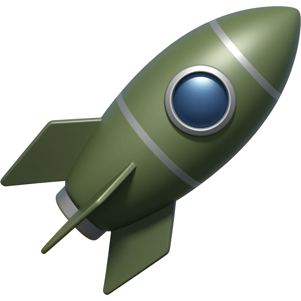 A (rocket shaped) bomb, not a rocket, no windows, no windows, remove the windows, stop adding a window army green, falling from the sky, emoji