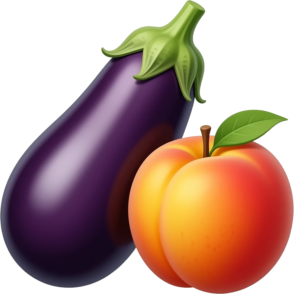 Eggplant touching the peach emoji