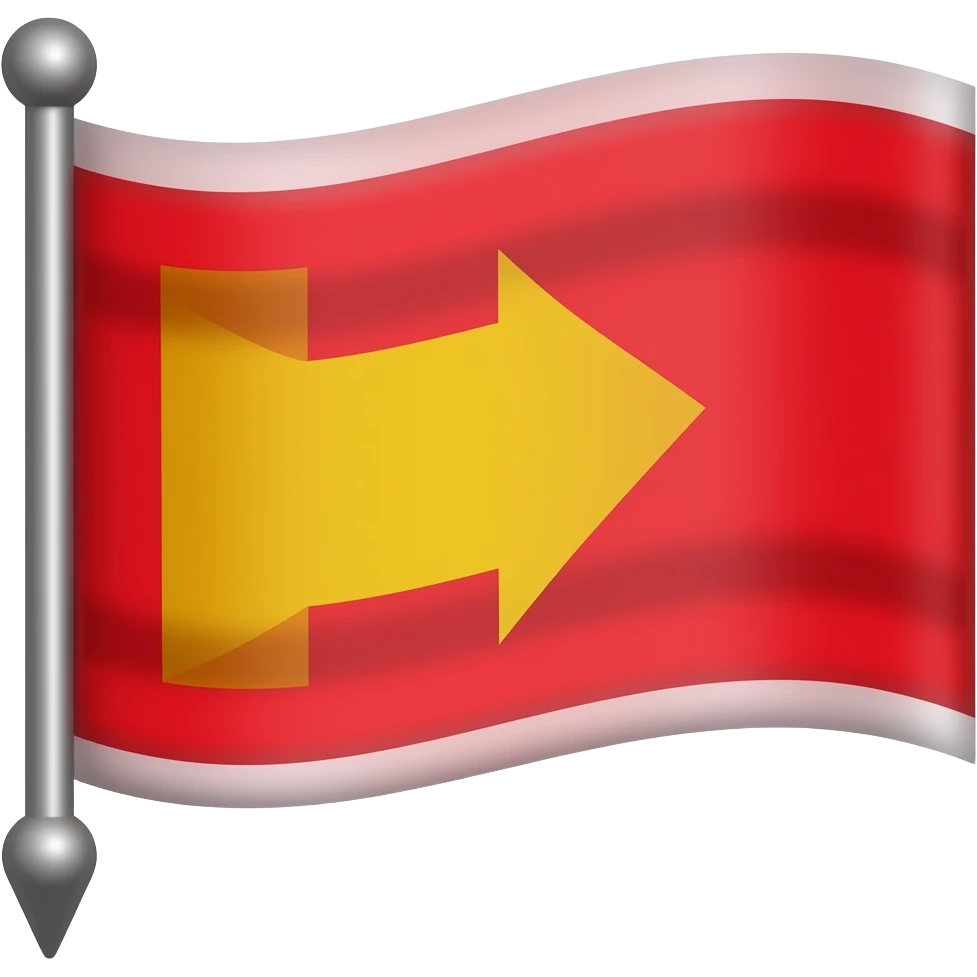 flag plain red background with a yellow triangle pointing east move the triangle more west fill in fhe red with yellow in the triangle emoji