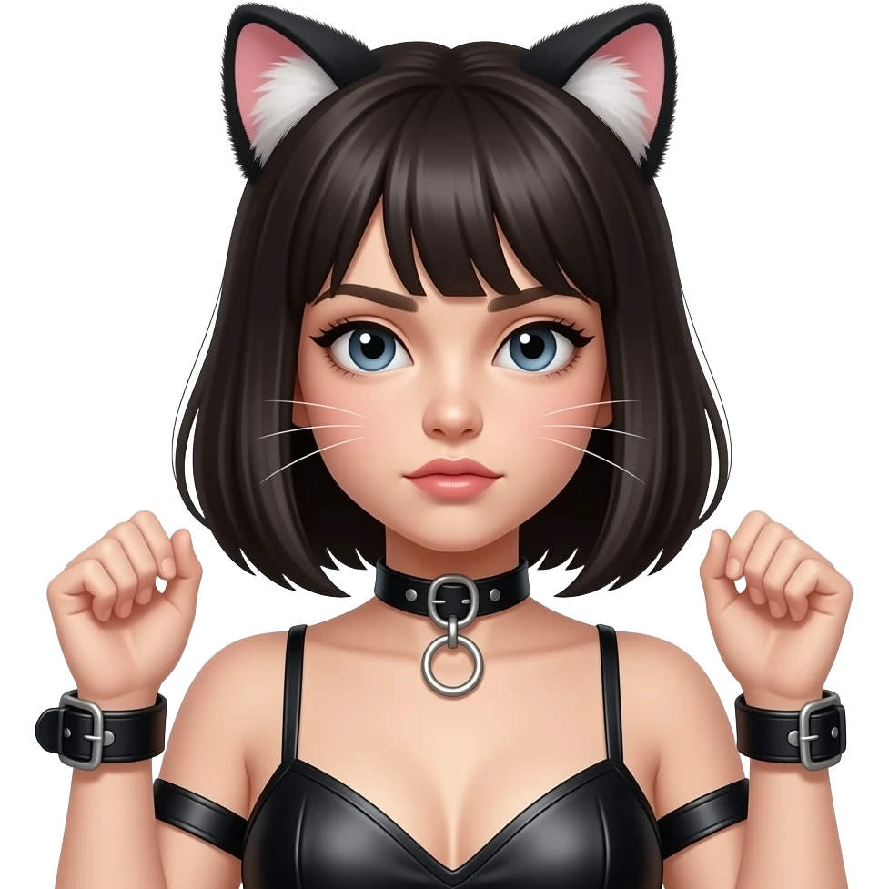 bdsm girl submissive wearing furry kitten ears emoji
