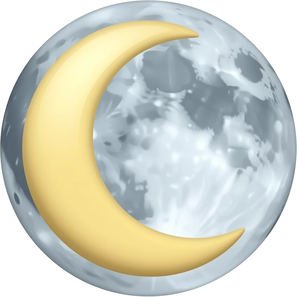 Create high-quality glossy emojis with a vibrant modern style.Make the emojis look premium, shiny, and eye-catching with bright highlights, smooth gradients, soft reflections, and glowing details. crescent moon  emoji emoji