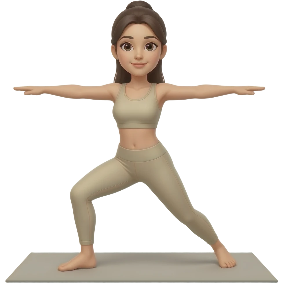 Mujer haciendo ejercicio con ropa beige emoji