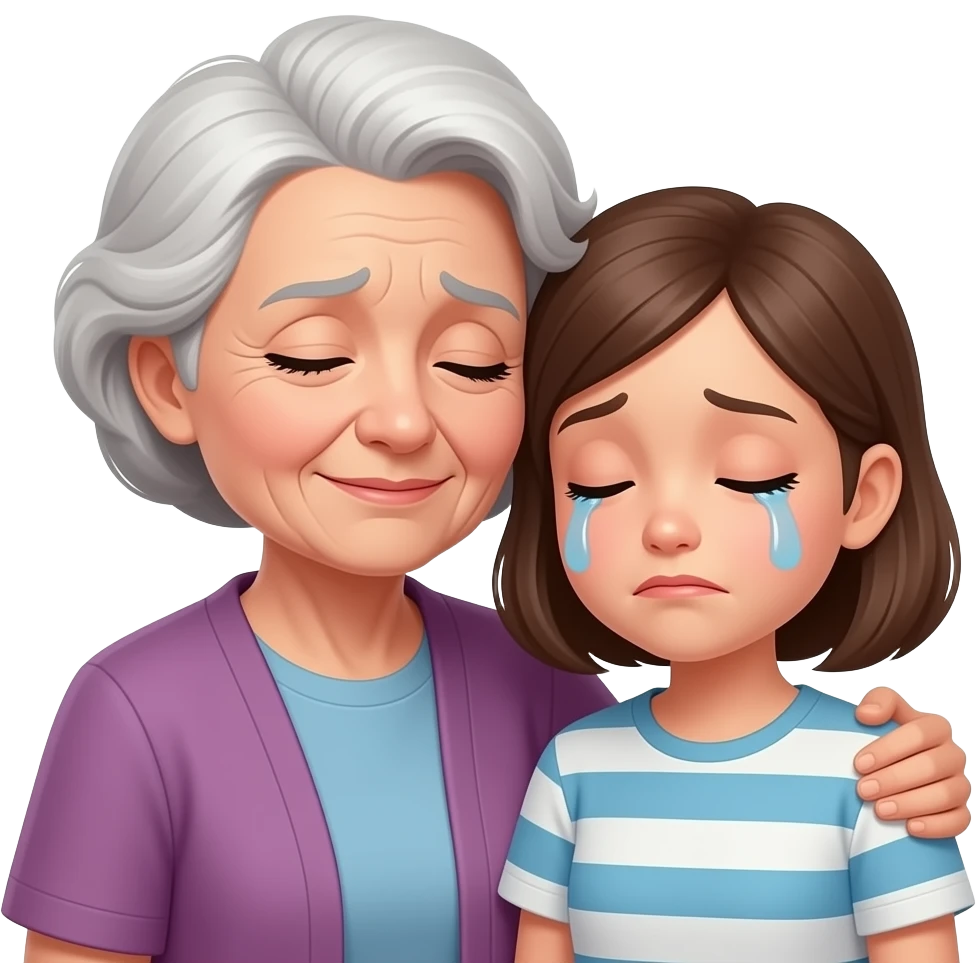 плачет бабушка успокаивает emoji