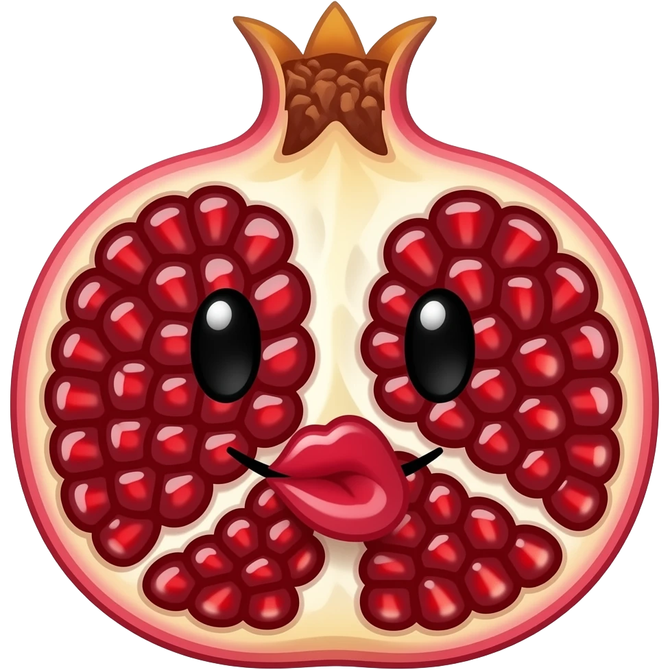 Pomegranate kissy face smiling emoji