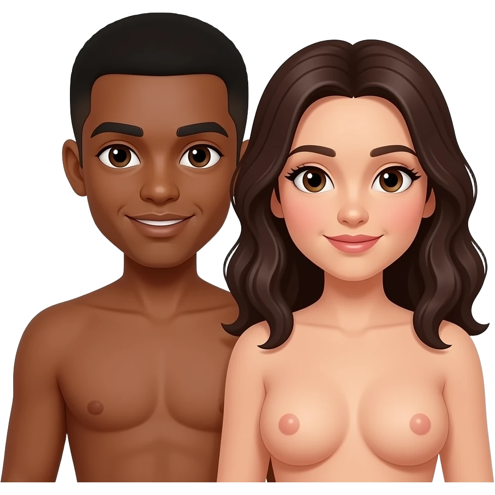 Interracial nude couple emoji