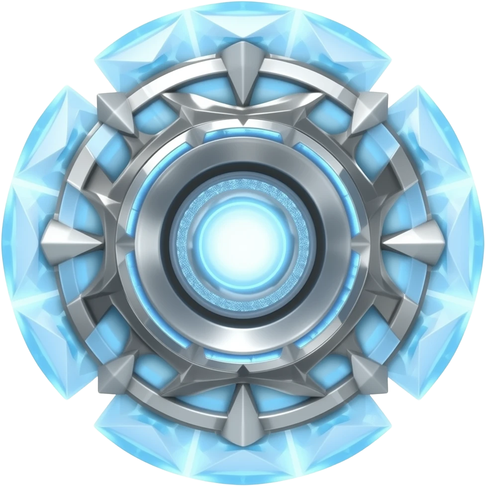 ice beyblade, crystalline metal design, frosted glowing core emoji