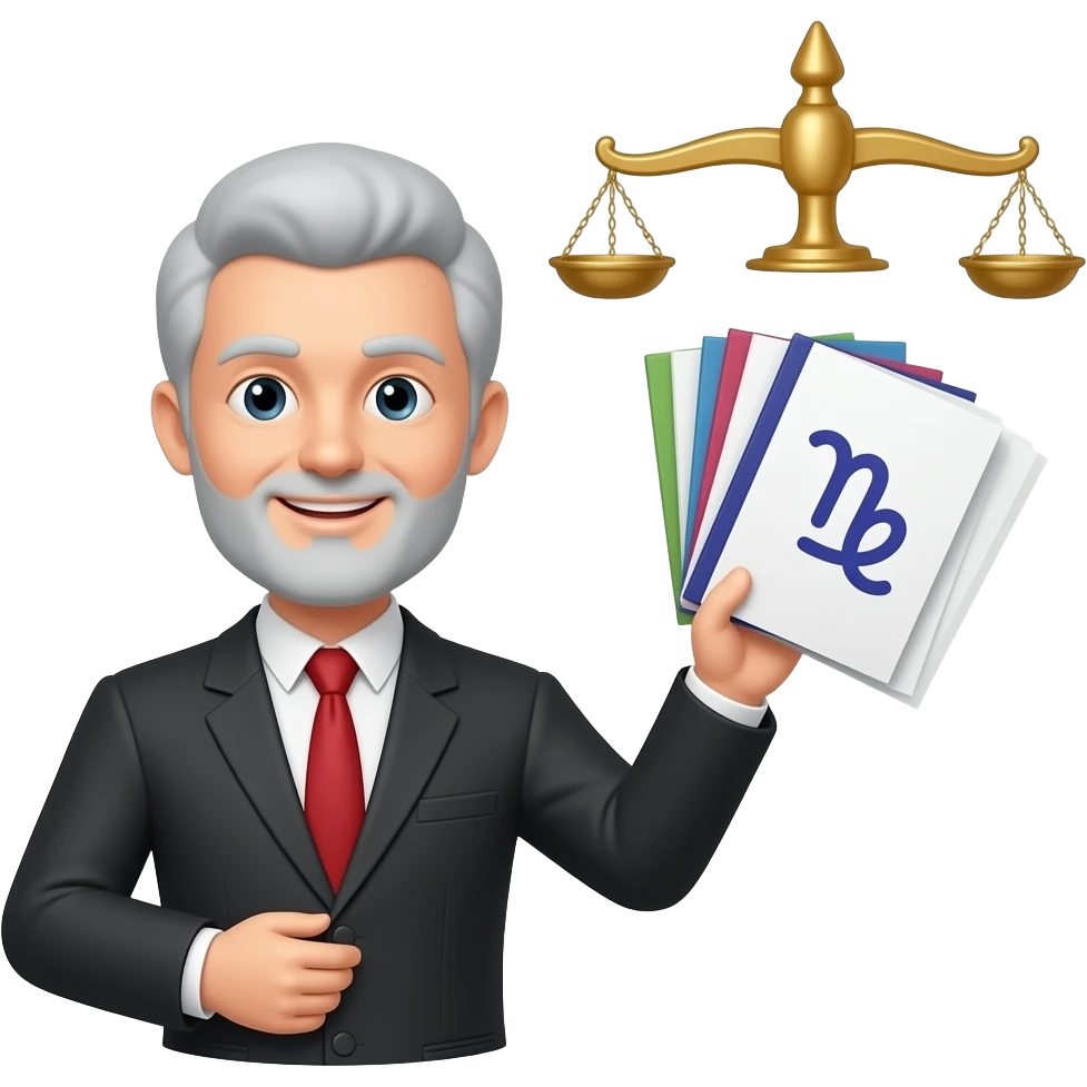 lawyer with documents and libra simbol emoji