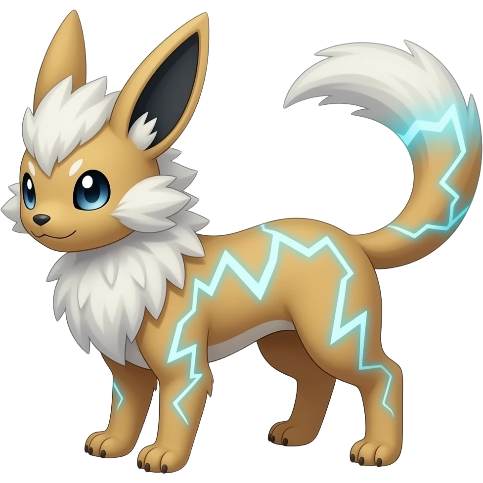 Minccino-Furret-Zeraora-Fakémon-animal-hybrid-creature, full body emoji