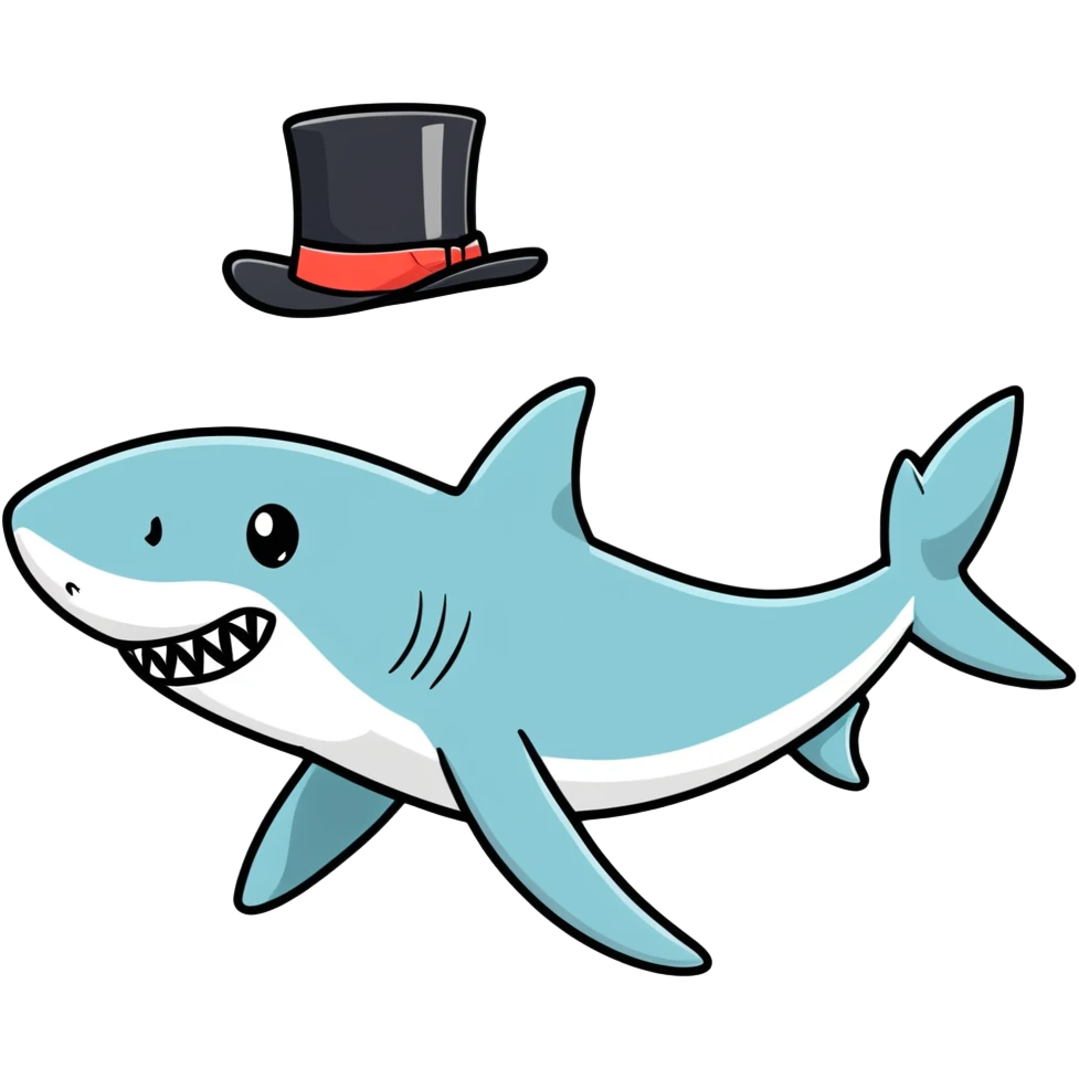 Shark with a top hat emoji