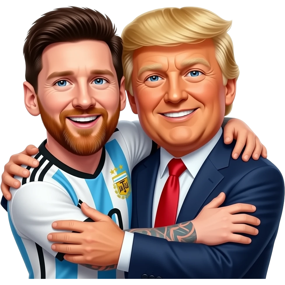 messi and donald trump hugging happy like big friends on top of the ...