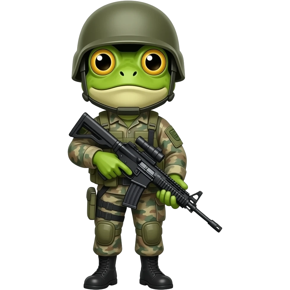 A frog soldiers emoji