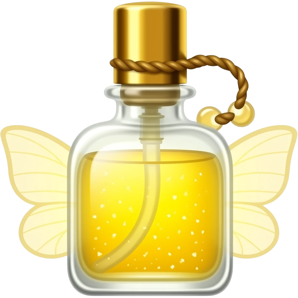 Yellow magic fairy light sparkling old Antique oil perfume bottle emoji