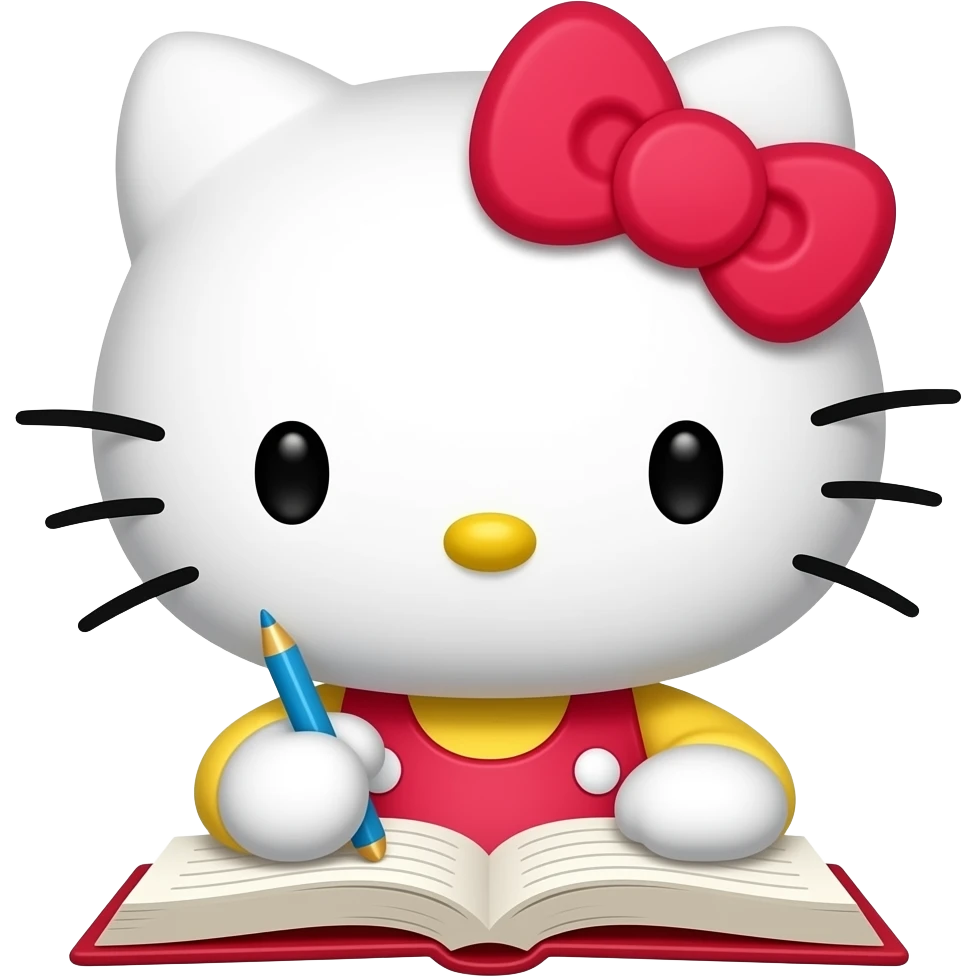 hello kitty estudiando emoji