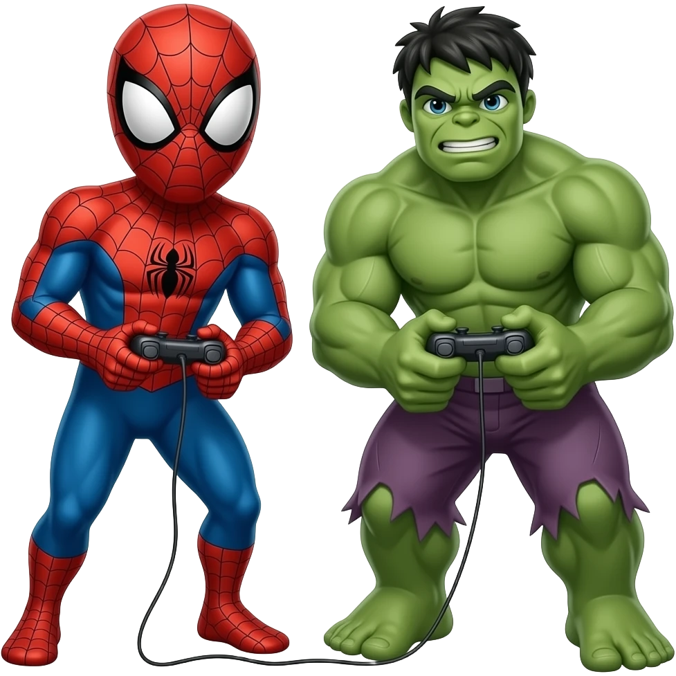 ஸ்பைடர் மேன் அண்ட் hulk பிளேயிங் வீடியோ ஜெனரேட் emoji