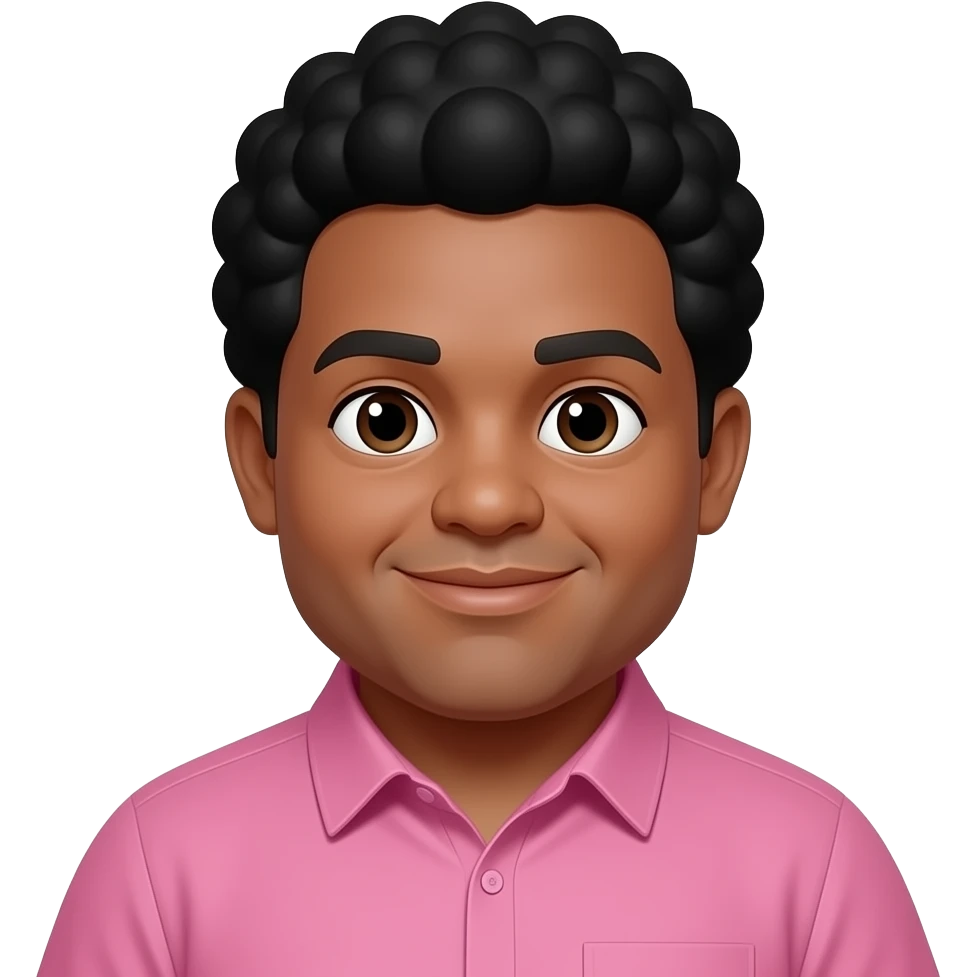 niño gordito pelo negro afro, que se vea mas mayor,el niño que se vea mas mayor y con una camisa rosada emoji