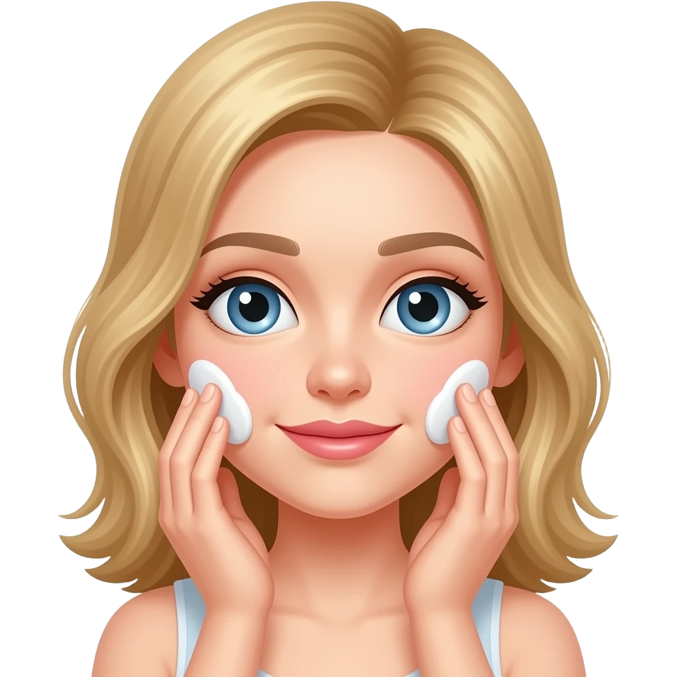 Automassage sur les deux joues, fille cheveux blond emoji
