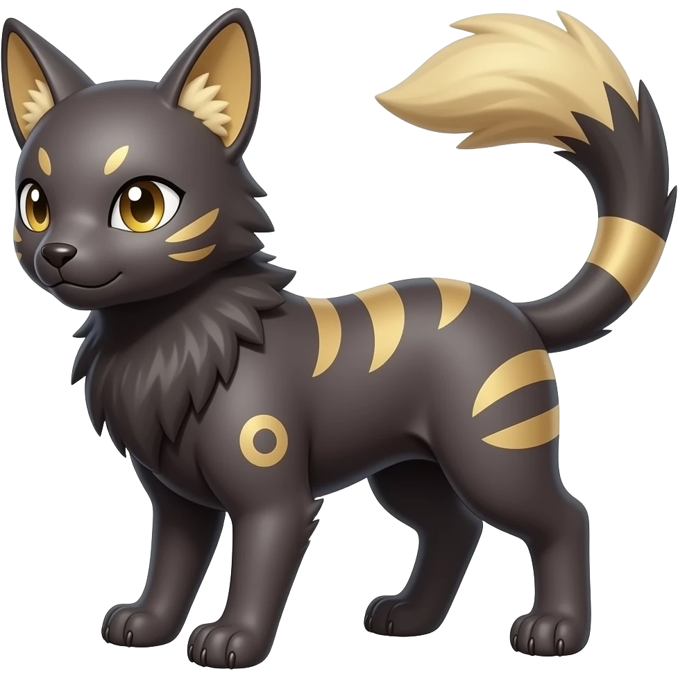 Dark dusky shiny smooth glossy epic patterned digitigrade quadrupedal Luxray-Manectric-Sprigatito-Shaymin-Shinx-Fakémon-hybrid emoji