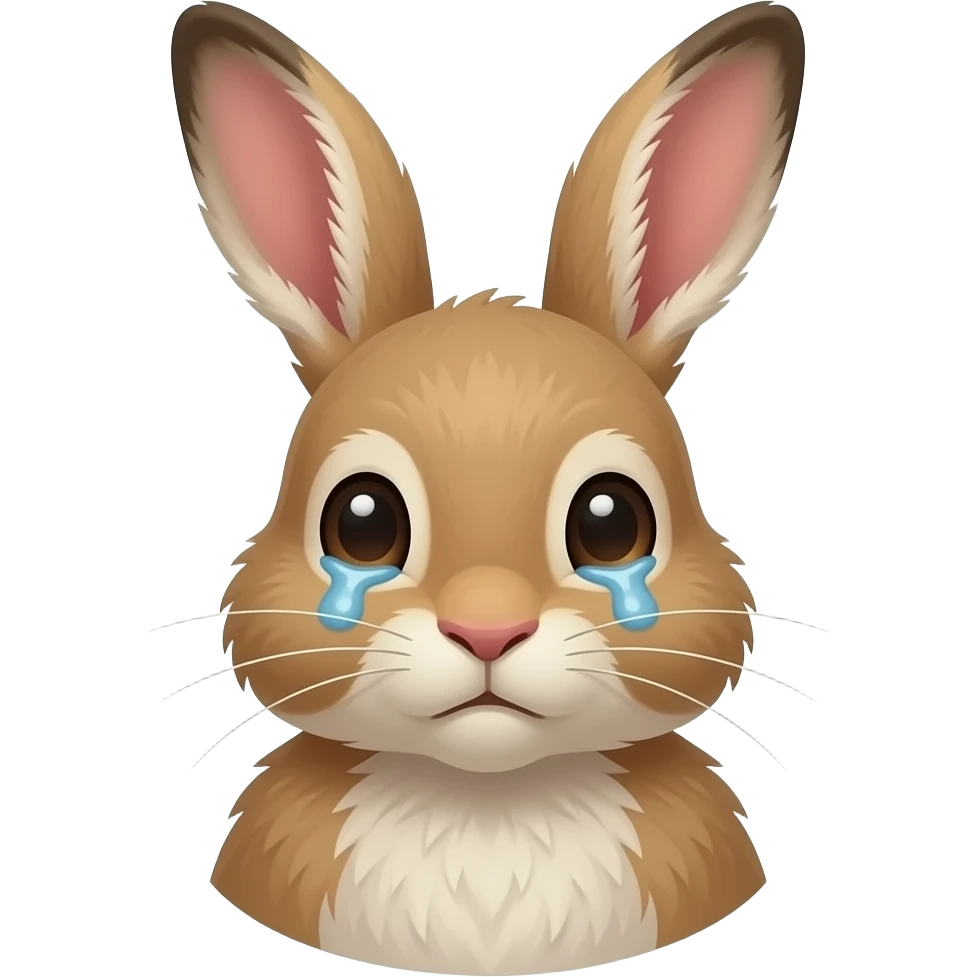 Anthropomorphic Mountain hare suffered from allergy Conjunctivitis so his eyes are watery, portrait in 45 degrees emoji