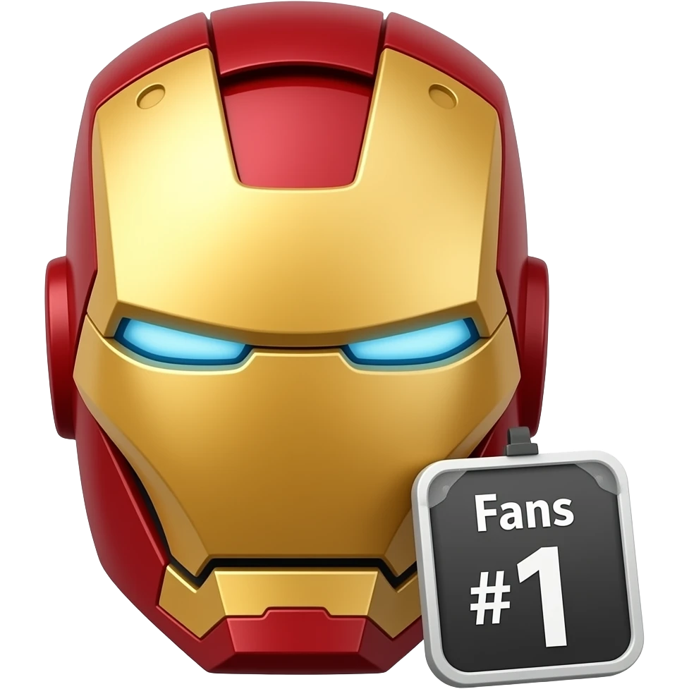 Mascara de iron man con letrero Fans #1 emoji
