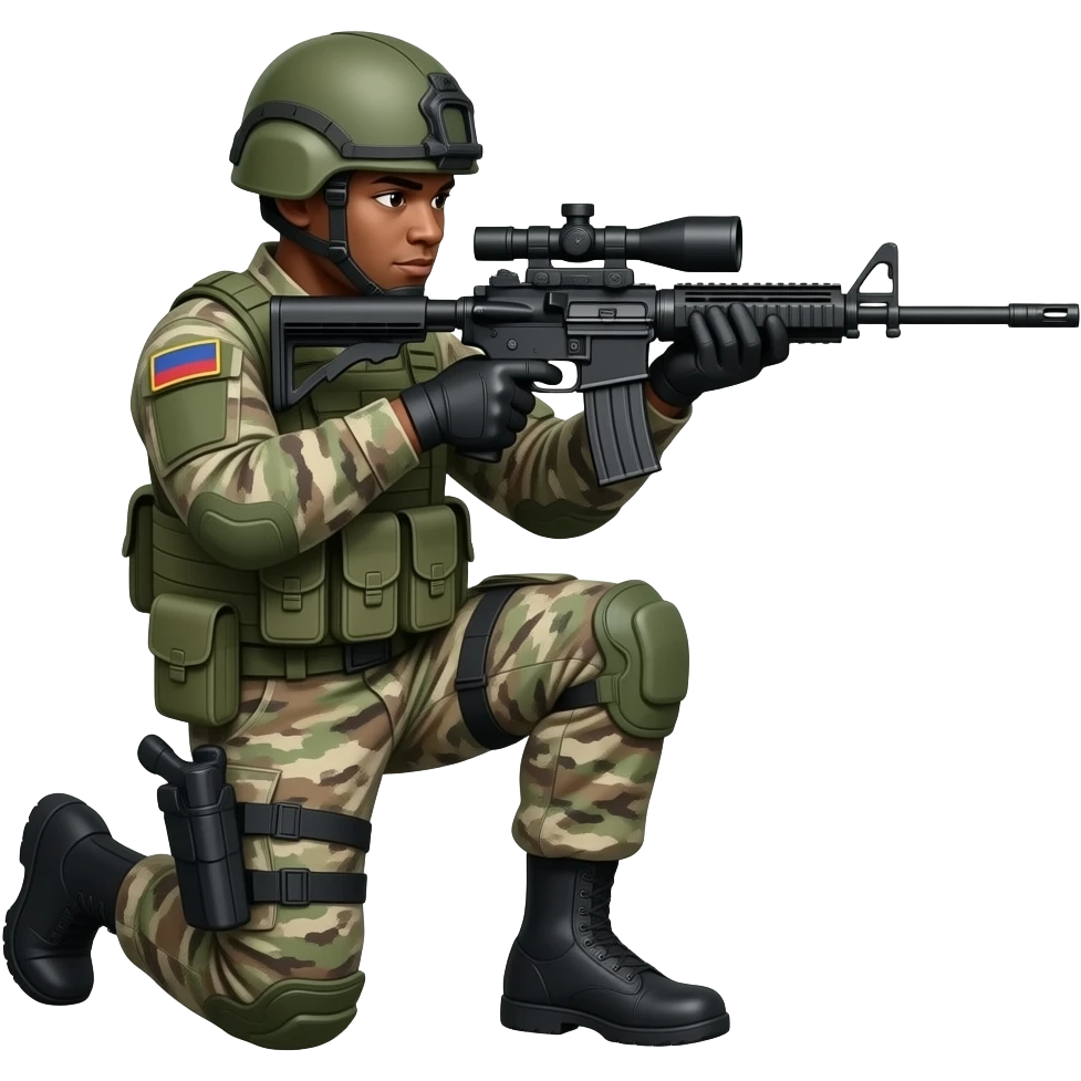 black army soldier kneeling with sniper emoji
