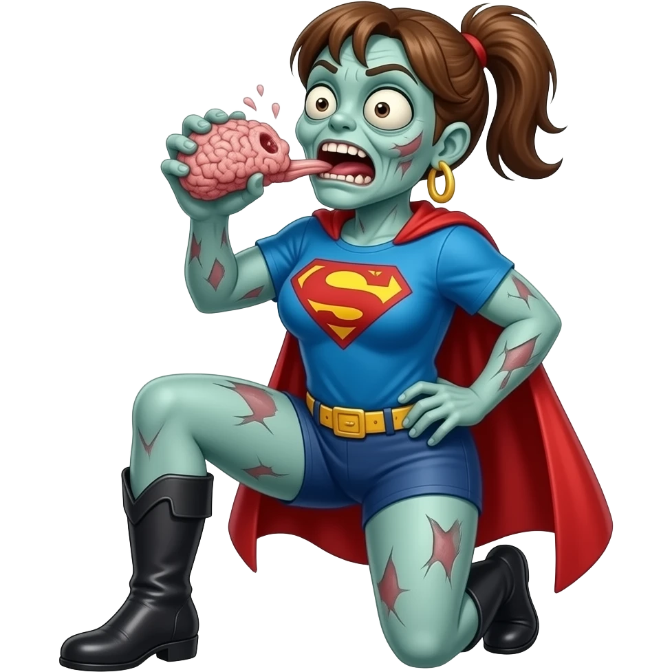 Super zombie crazy lady slurping brains emoji