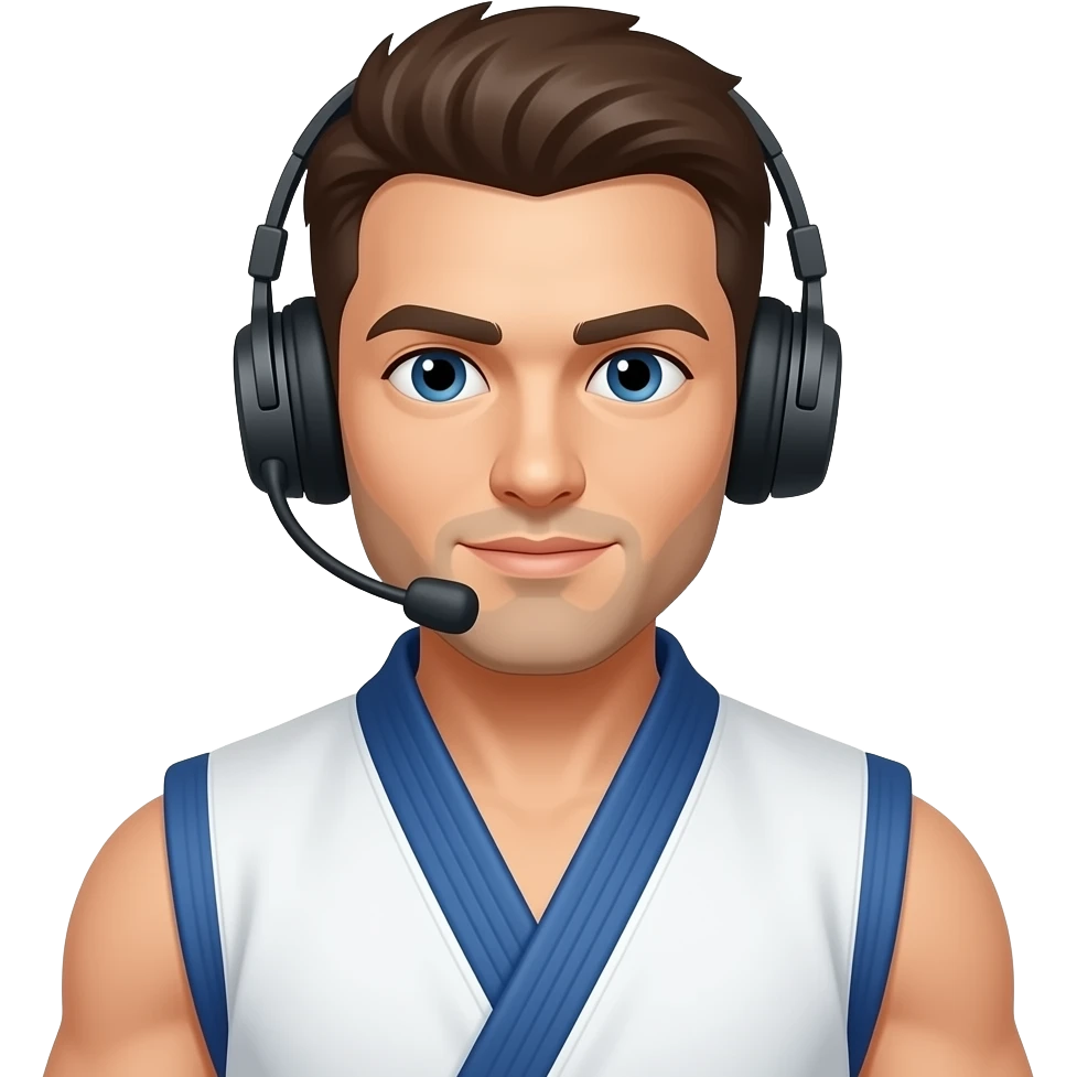 Gi Jason in a headset sleeveless shirt emoji
