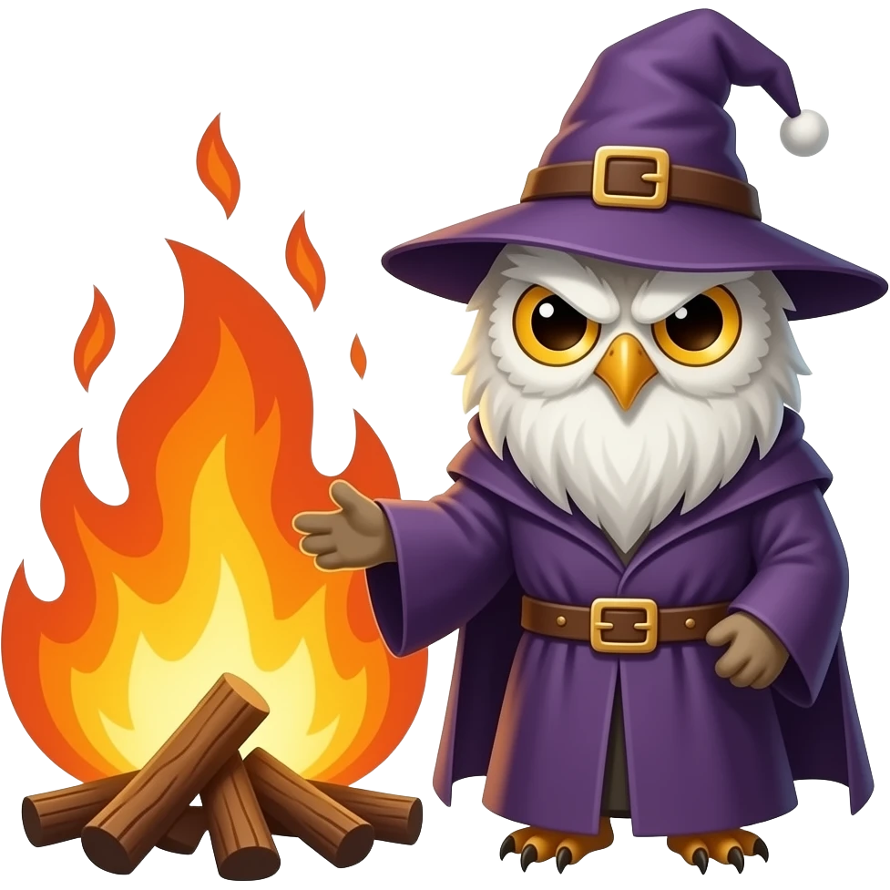 owl wizard angry fire emoji