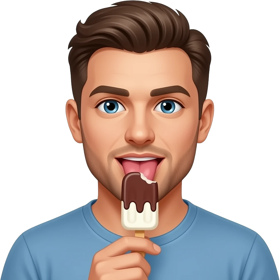 Lengua sexi de hombre saboreando  paleta de helado emoji