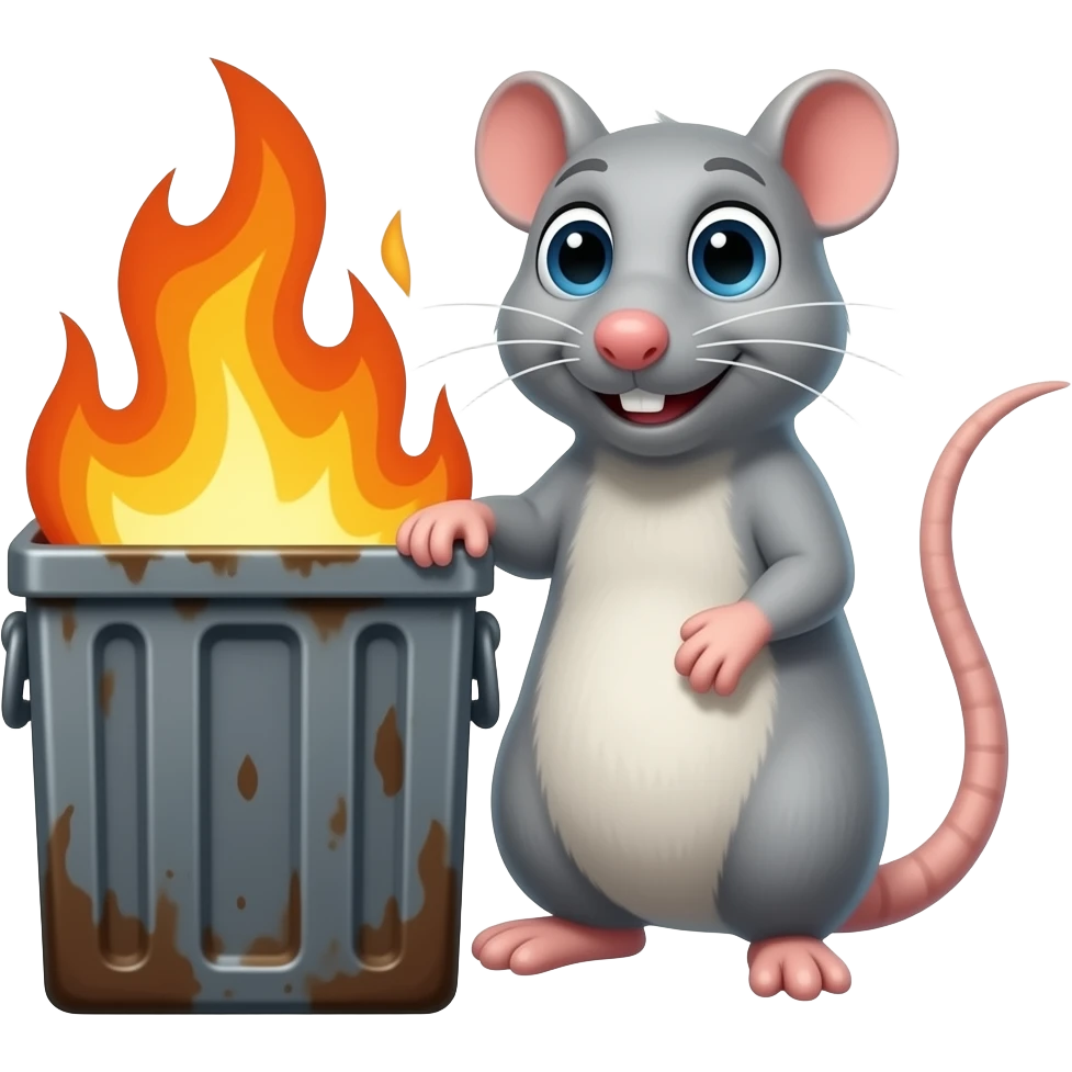 Dumpster fire with rats emoji