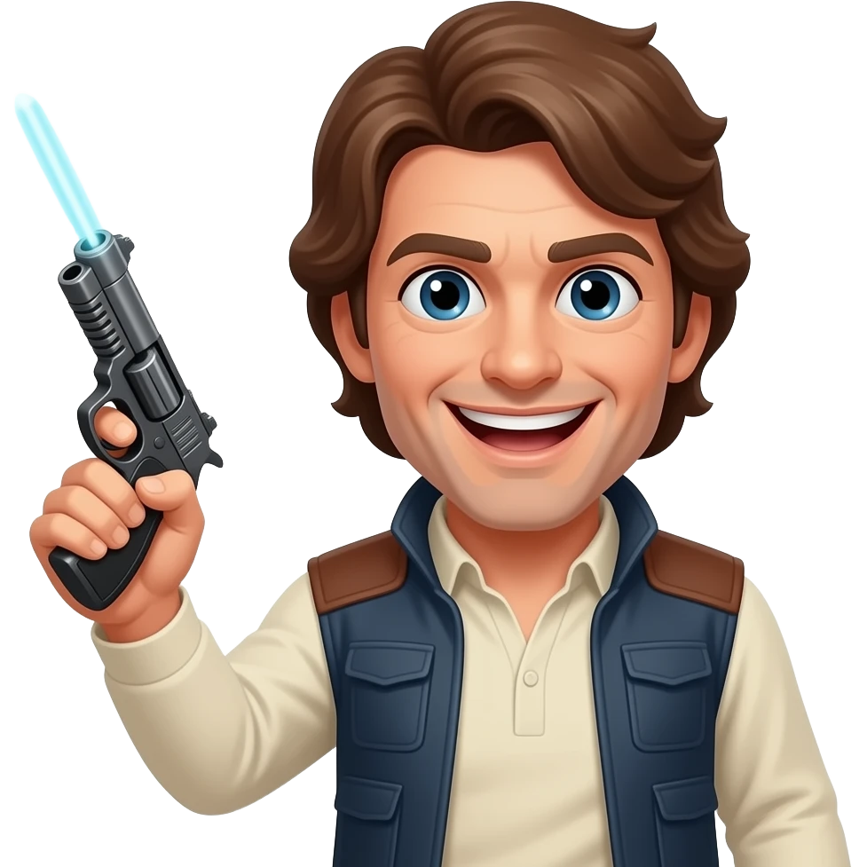 han solo with his laser gun happy emoji