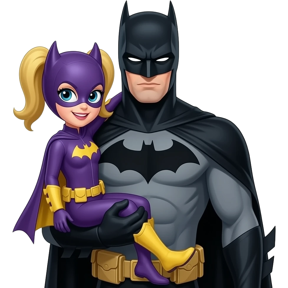 Batman with batgirl in arms emoji