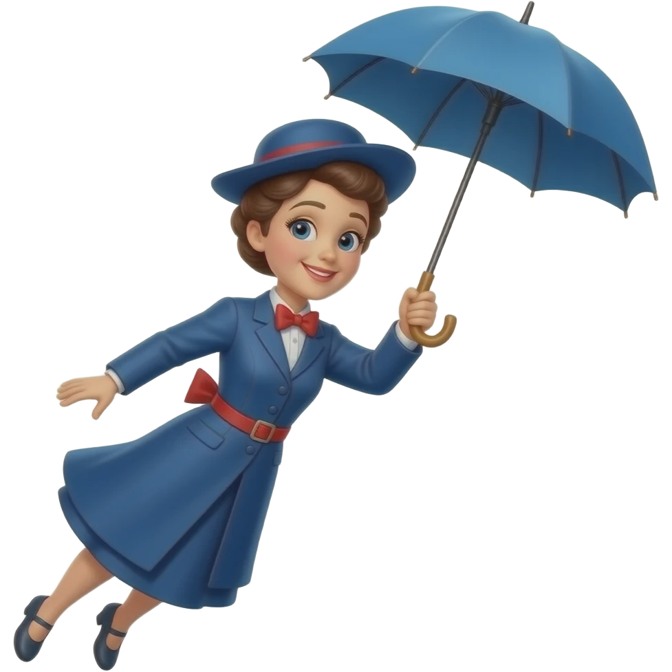 Mary poppins indubitably flying with umbrella emoji
