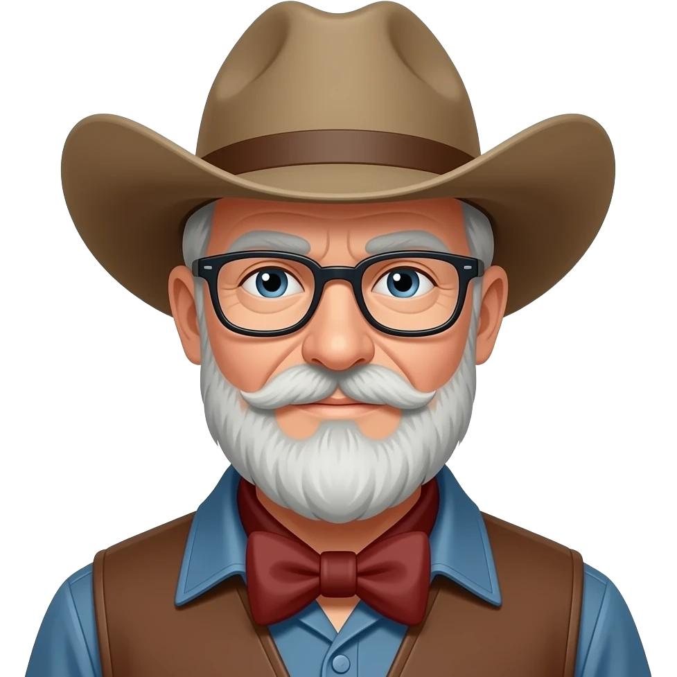 White Old man cowboy with grey goatee and glasses emoji