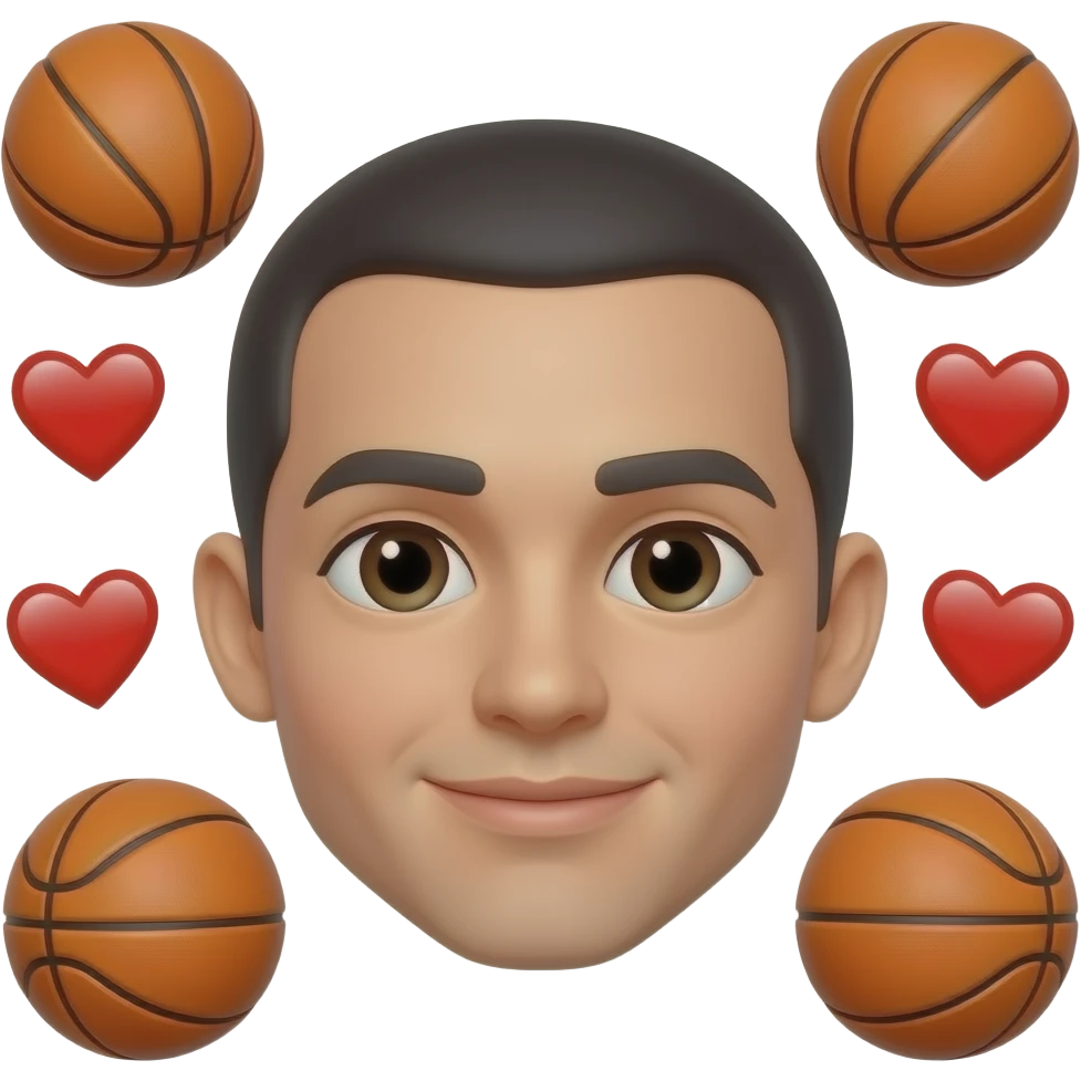 Emoji face with basketballs amd hearts emoji