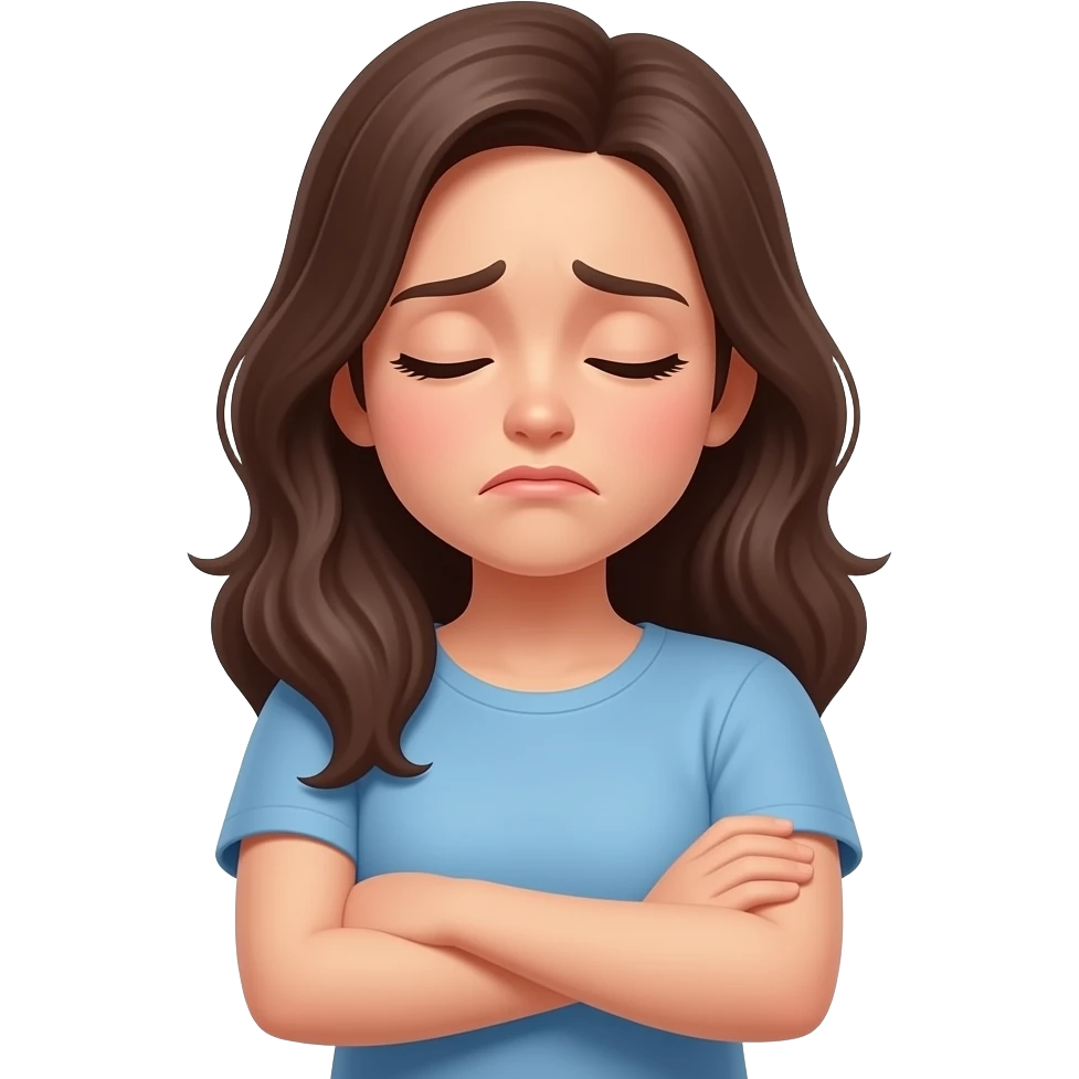 very upset woman,  arms crossed chin up eyes closed emoji