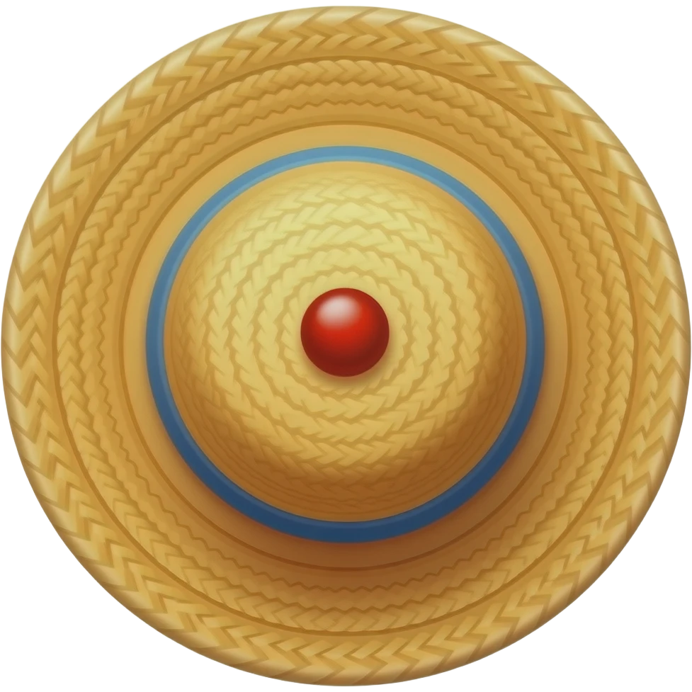 Sombrero de paja naranja con una sita roja en medio emoji