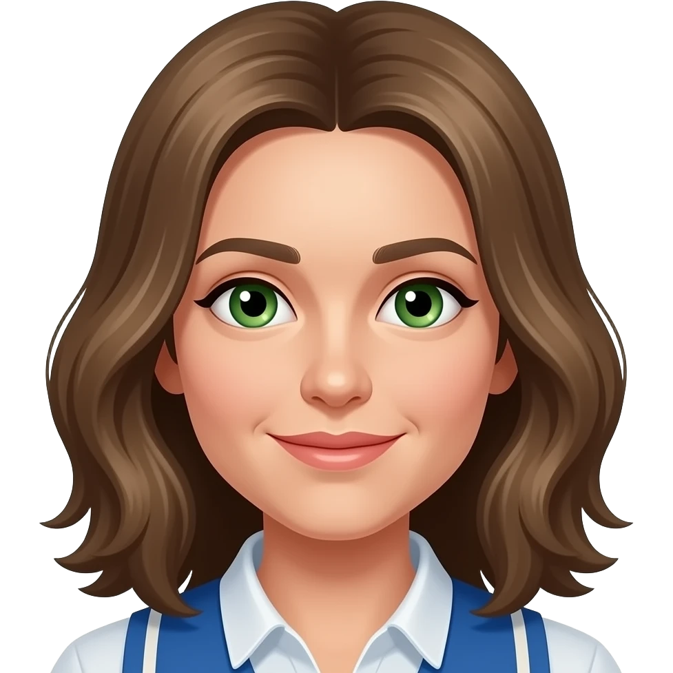 Please, change her eyes to green (not too light green). And her hair colour to a dar blonde. She is jewish, so her nose is a bit bigger than that emoji