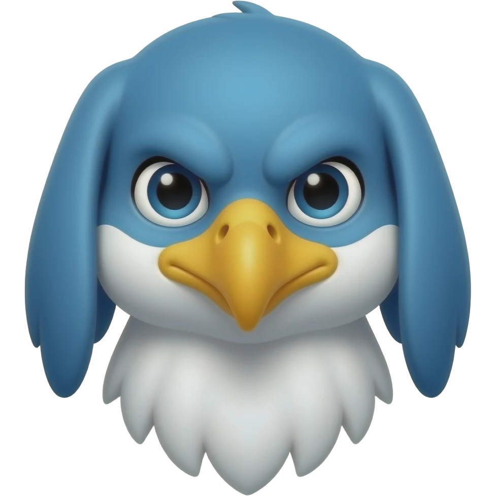 blue dog eagle face mascot cute emoji