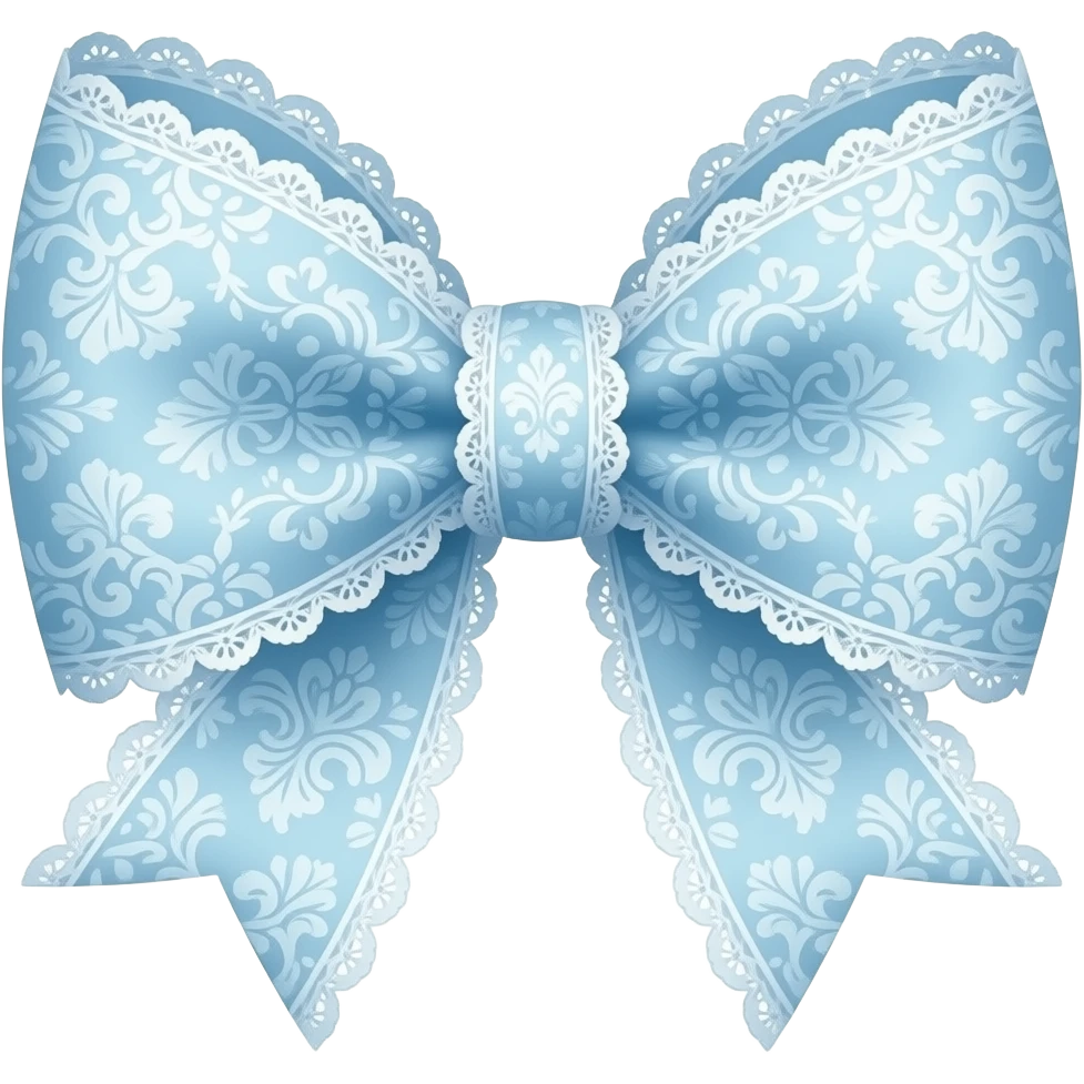 pastel blue and ombre white with cloudy pattern rococo style pattern on bow lace coquette bow emoji
