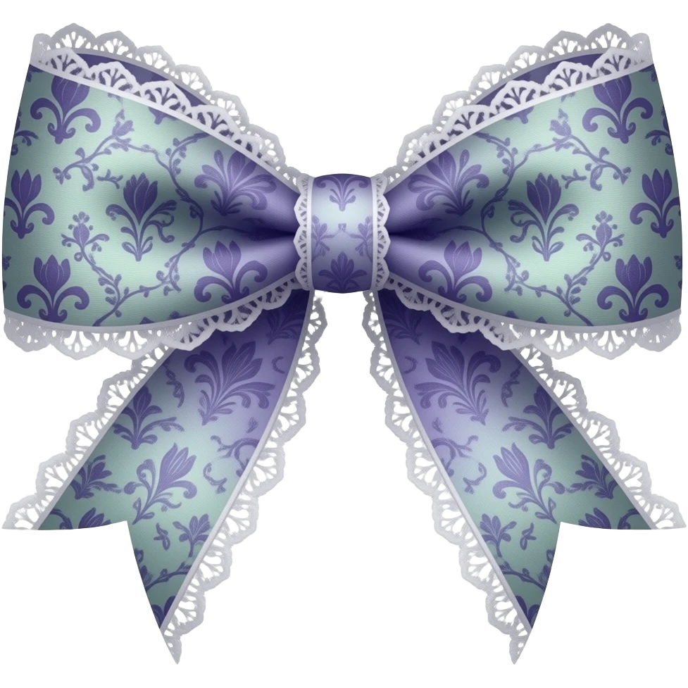 purple ombre green  with  iris rococo style pattern on bow lace coquette bow emoji