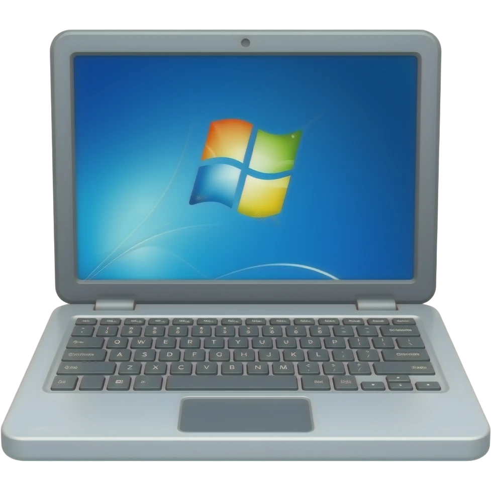 gray laptop with gray keys and windows screen emoji