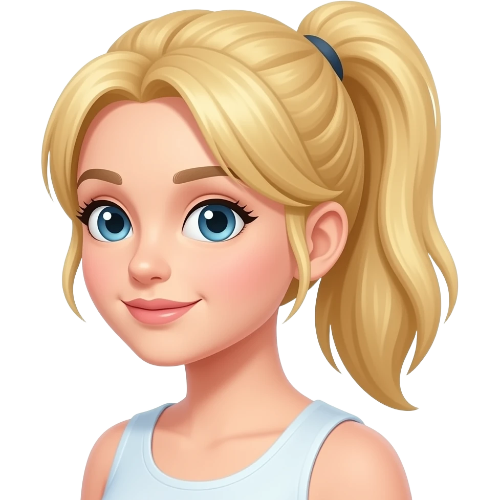 blonde girl with ponytail portrait emoji