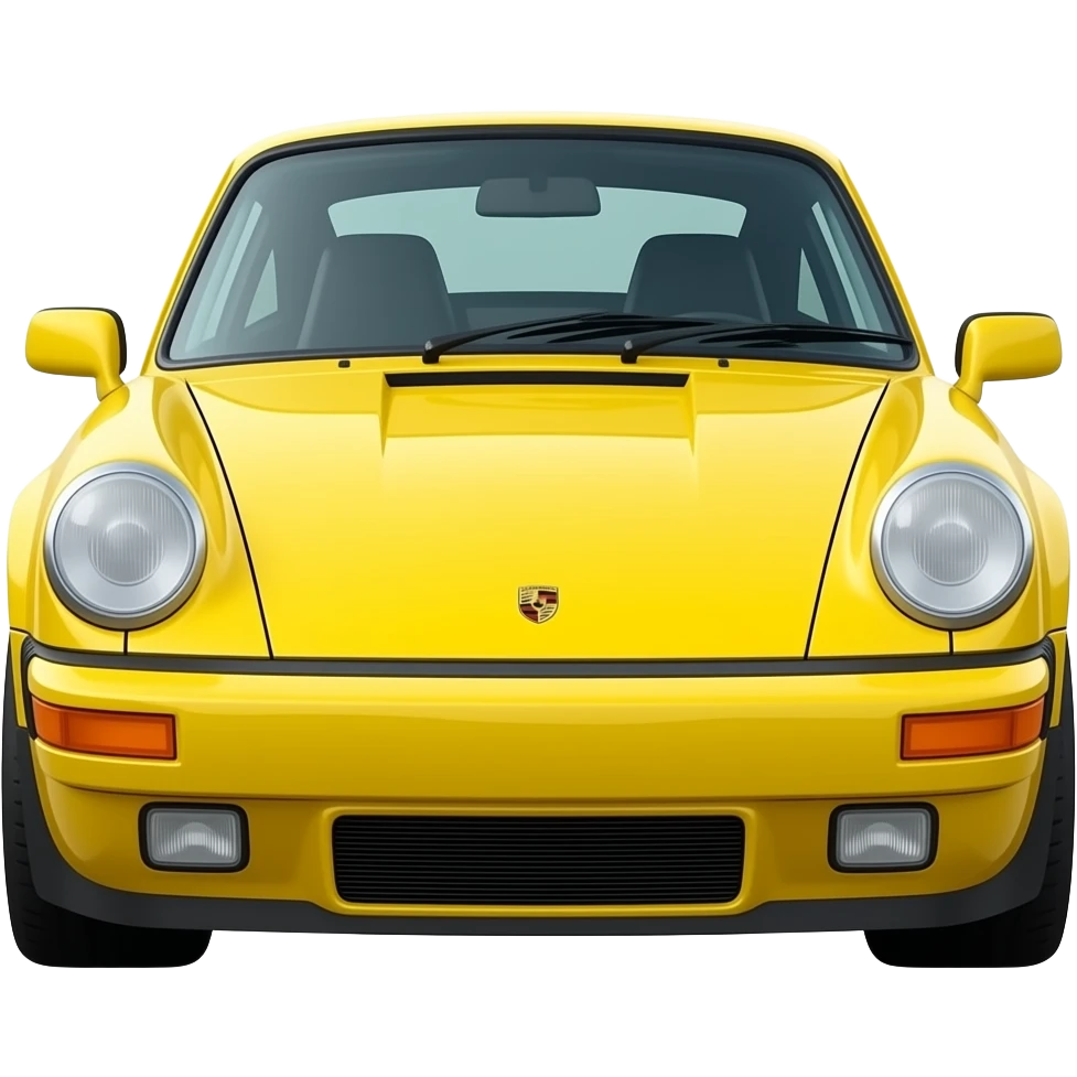 porsche bright yellow "yellowbird", hyper realistic highly detailled emoji