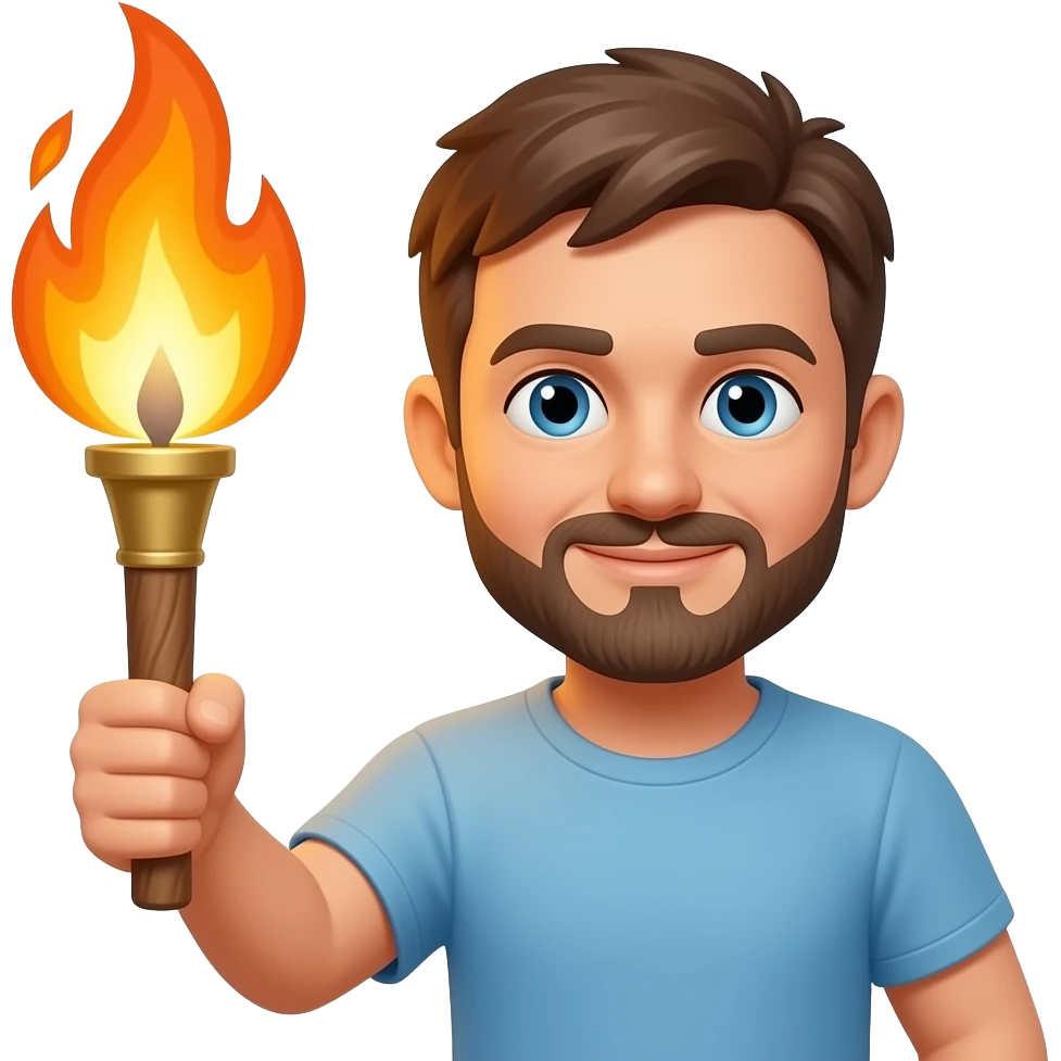 man holding torche emoji