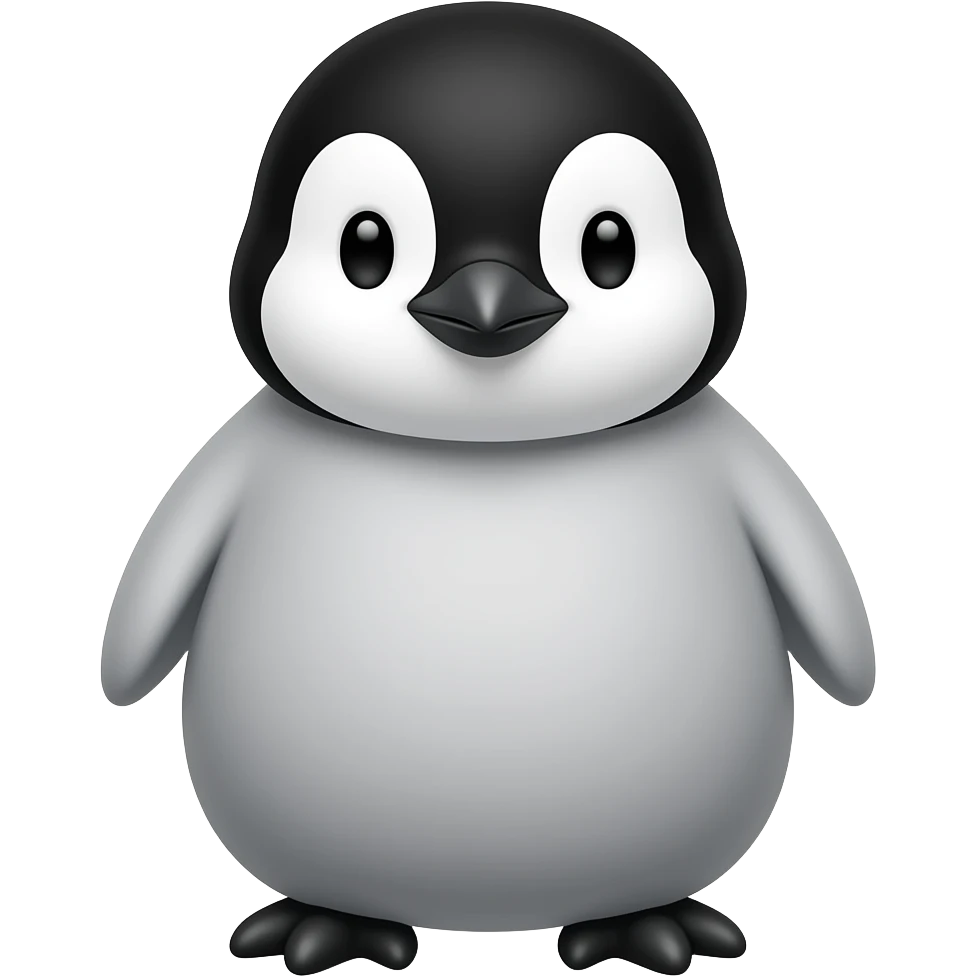A chubby little gray penguin chick emoji