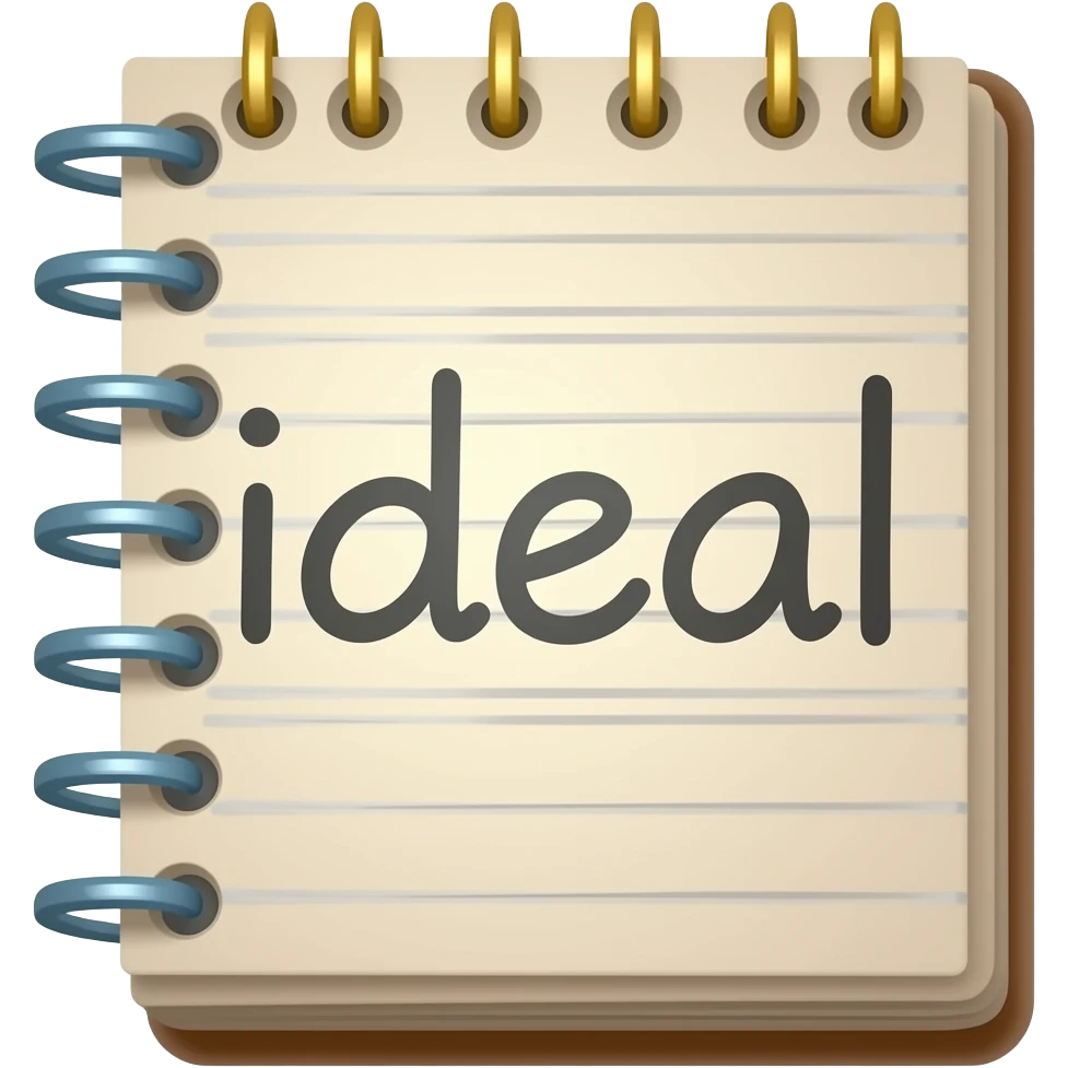 esta misma libreta pero que tenga escrita la palabra "ideal" emoji