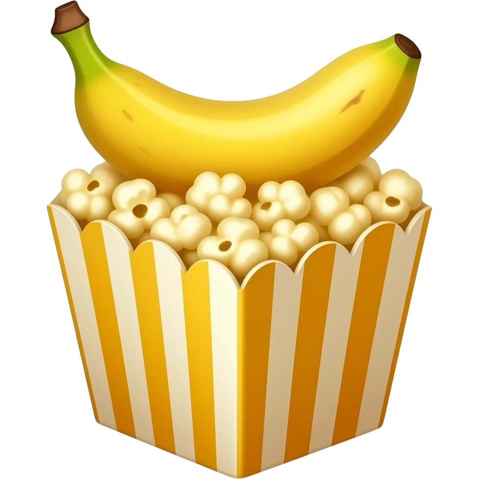 Popcorn with a banana on its head emoji