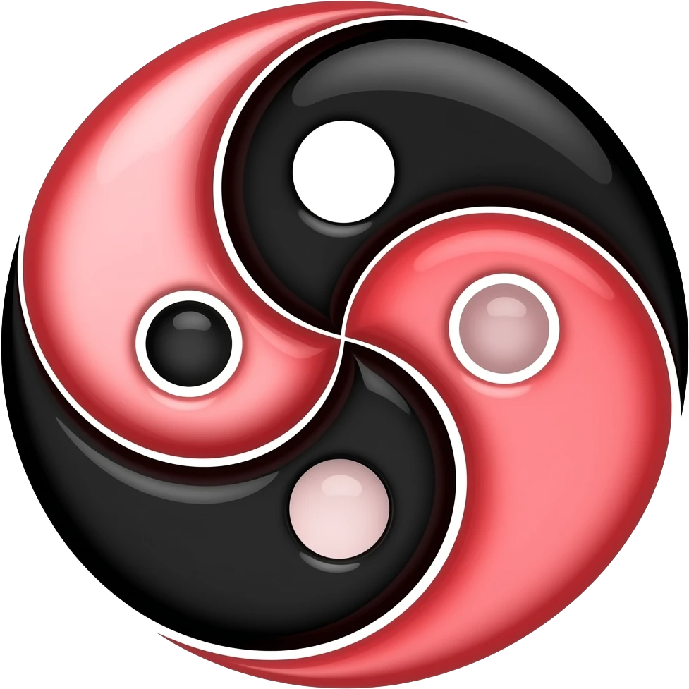 Black and Red BDSM symbol triple yin-yang emoji